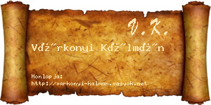 Várkonyi Kálmán névjegykártya